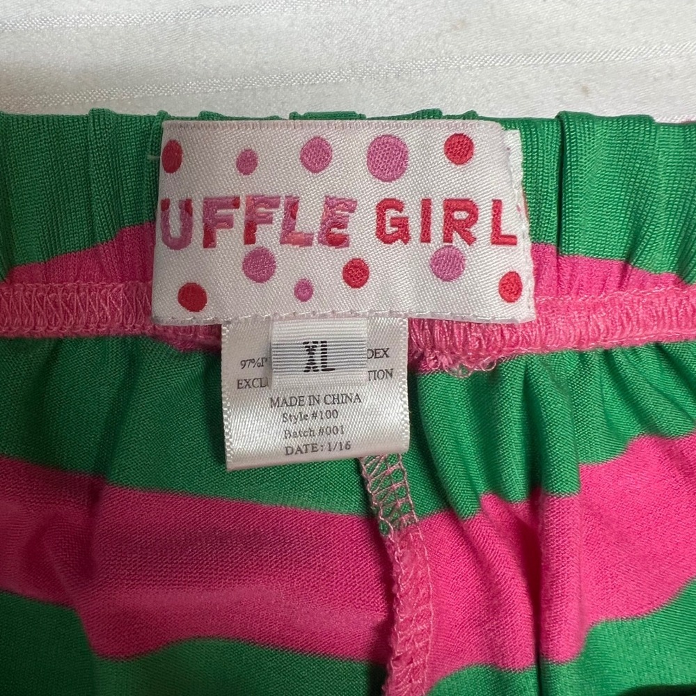 Ruffle Girl Pink Green Striped Ruffle Hem Wide Leg Pants Girls XL Whimsigoth - Picture 5 of 10